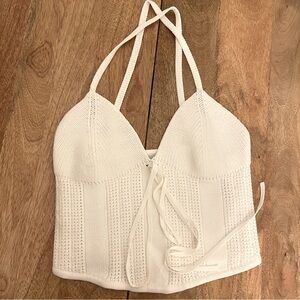 Zara White Knit Crop Top